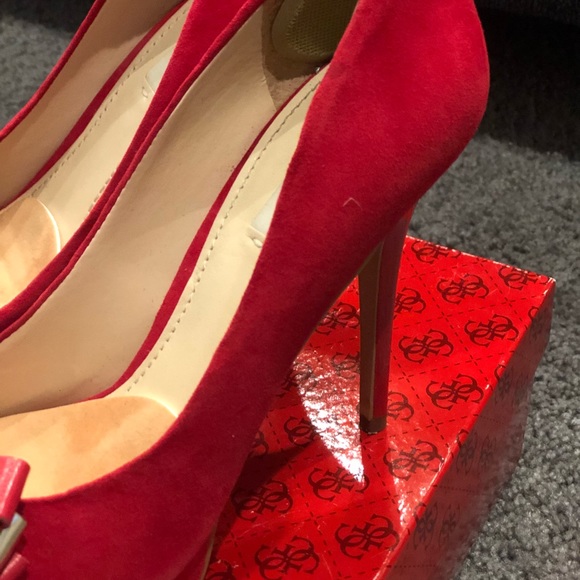 Suede Red Heels - Picture 3 of 5